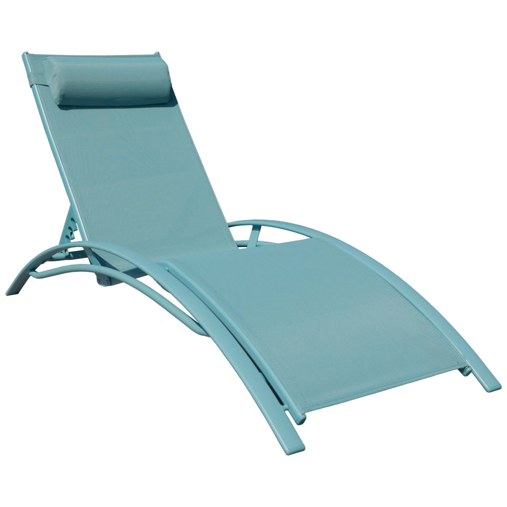 Set di 2 sedie a sdraio GALAPAGOS in textilene azzurro - alluminio azzurro