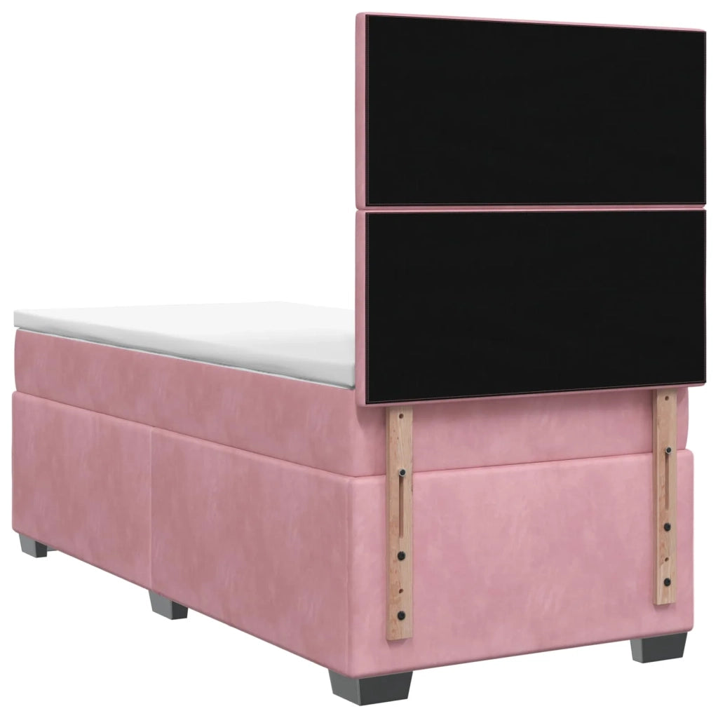 Letto box spring con materasso Rosa 90 x 200 cm Velluto 3455029