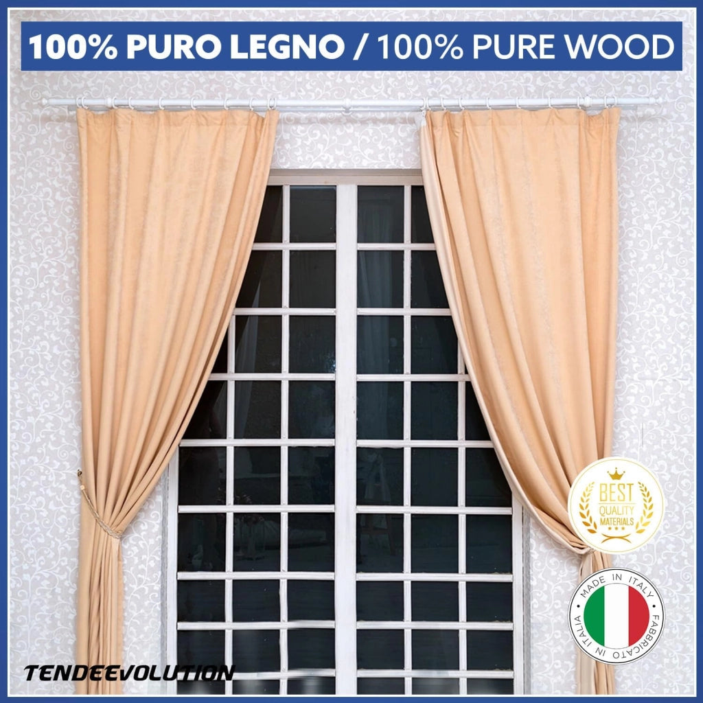 Set di 10 Anelli in Legno Colore Noce  per Bastoni di Tenda in Legno, Diametro 35mm - Robusti ed Eleganti