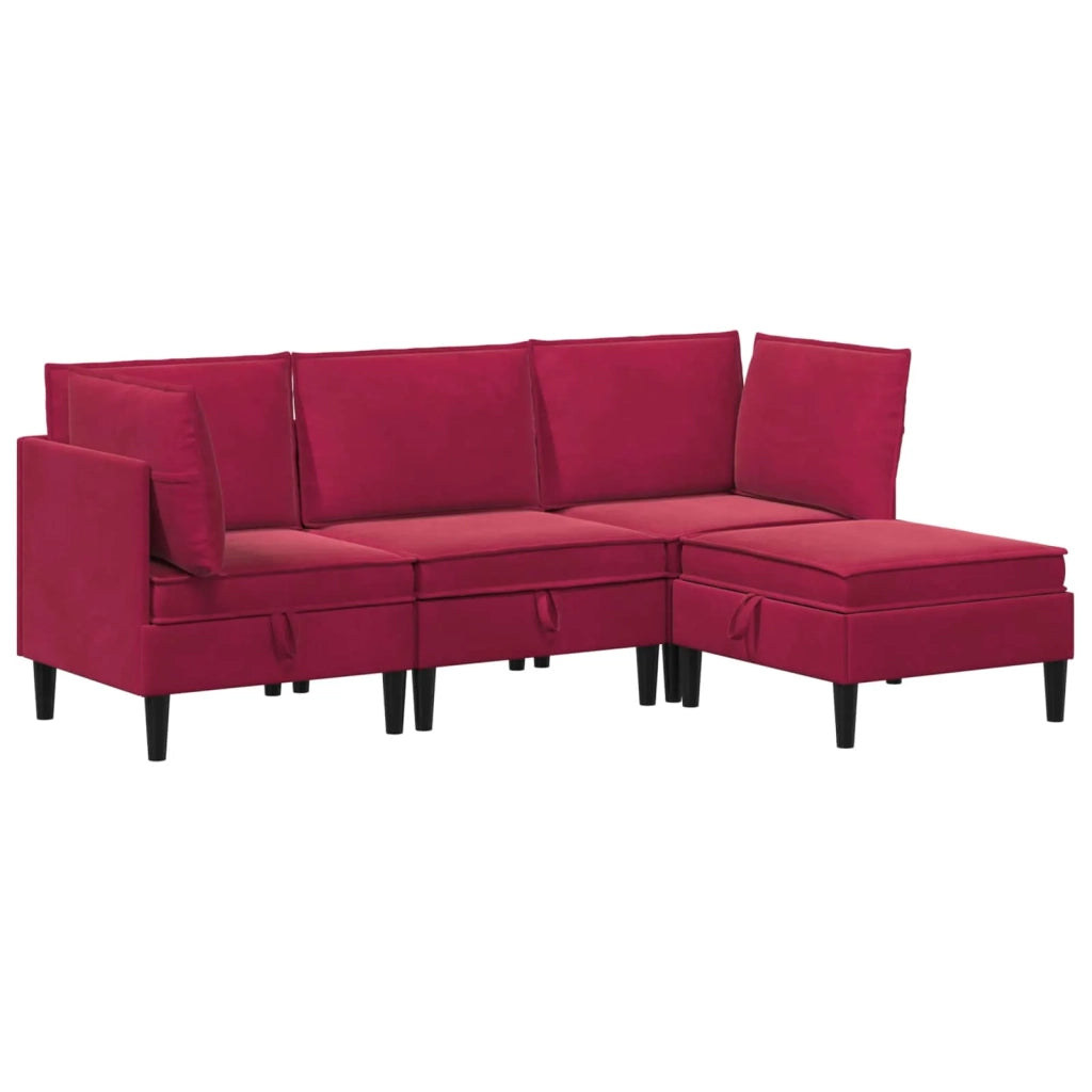 Set di mobili per il soggiorno 4 pcs Rosso Vino Velluto 3413750