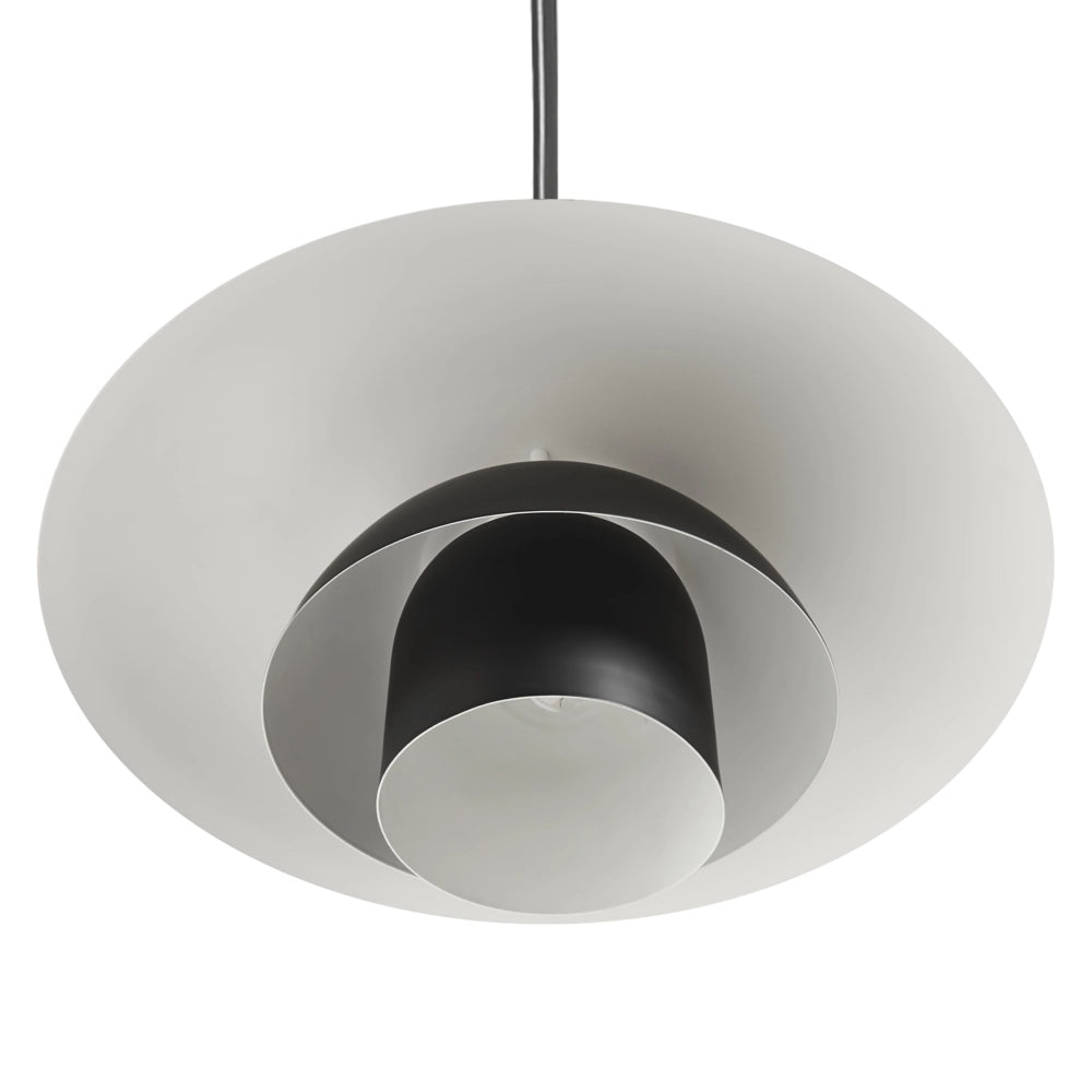 Lampada a sospensione in metallo nero con design a gradini in stile metà secolo