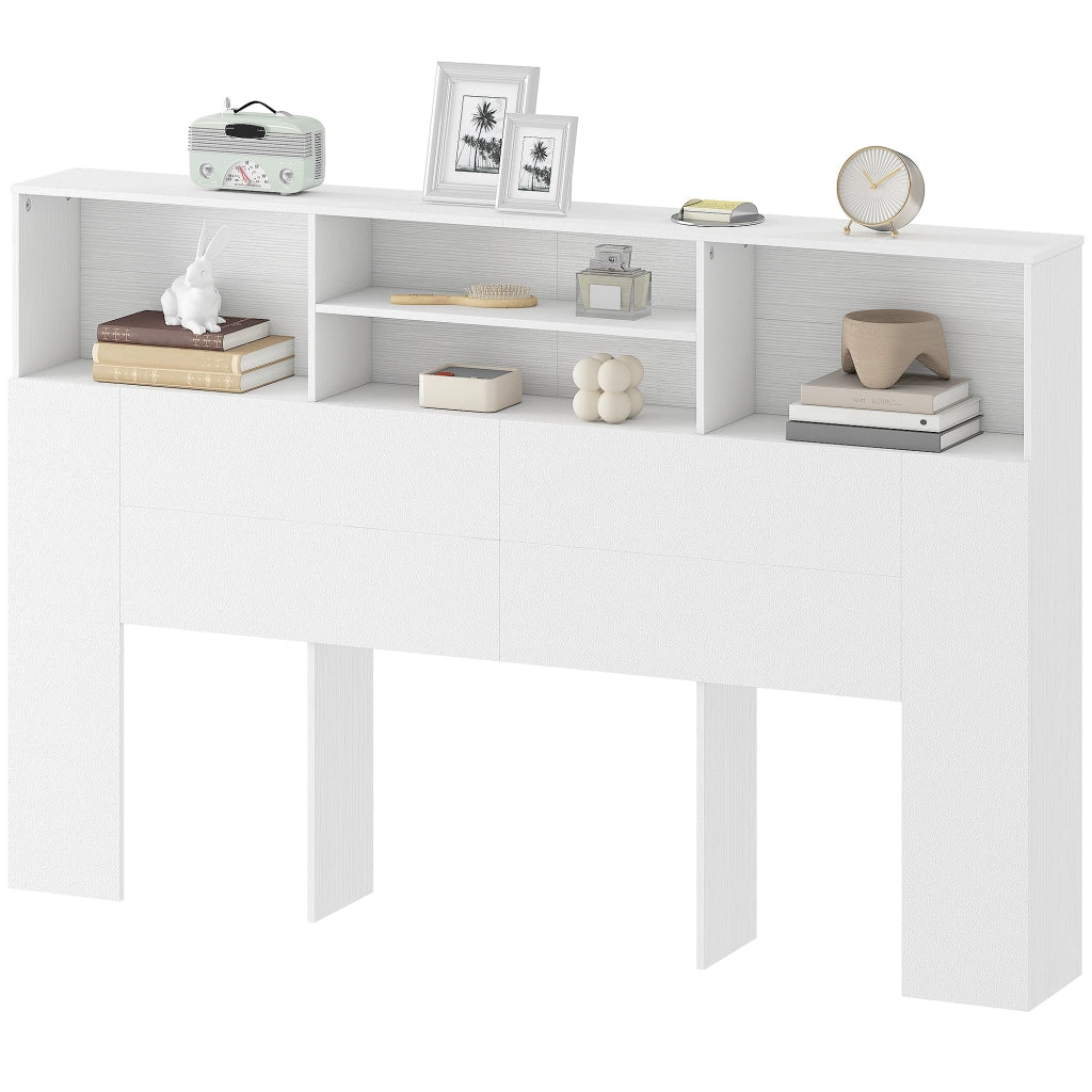 Testiera con contenitore ¨C Xylo ¨C 160x20x108 cm bianco con 4 vani