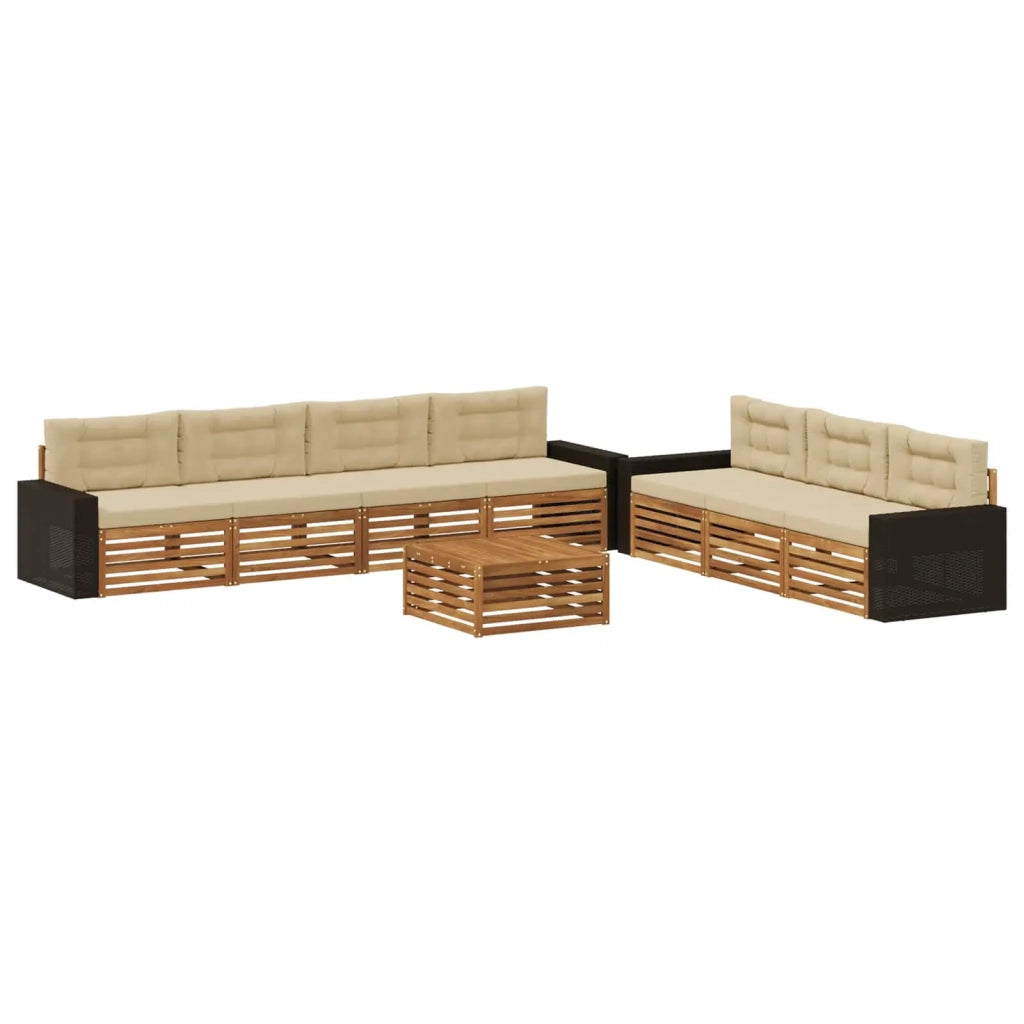 Set di divani da esterno 8 pcs Naturale e Beige 79 x 79 x 37 cm 3383126