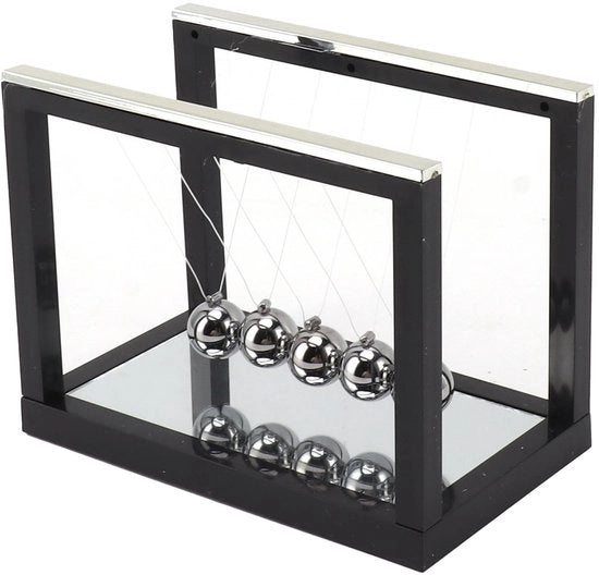 Cradle di Newton - Impatto Sospeso - Acciaio Inossidabile - Decorazione - Sferette Oscillanti - Specchio Riflettente - Costruzione Sostenibile - Palle di Equilibrio