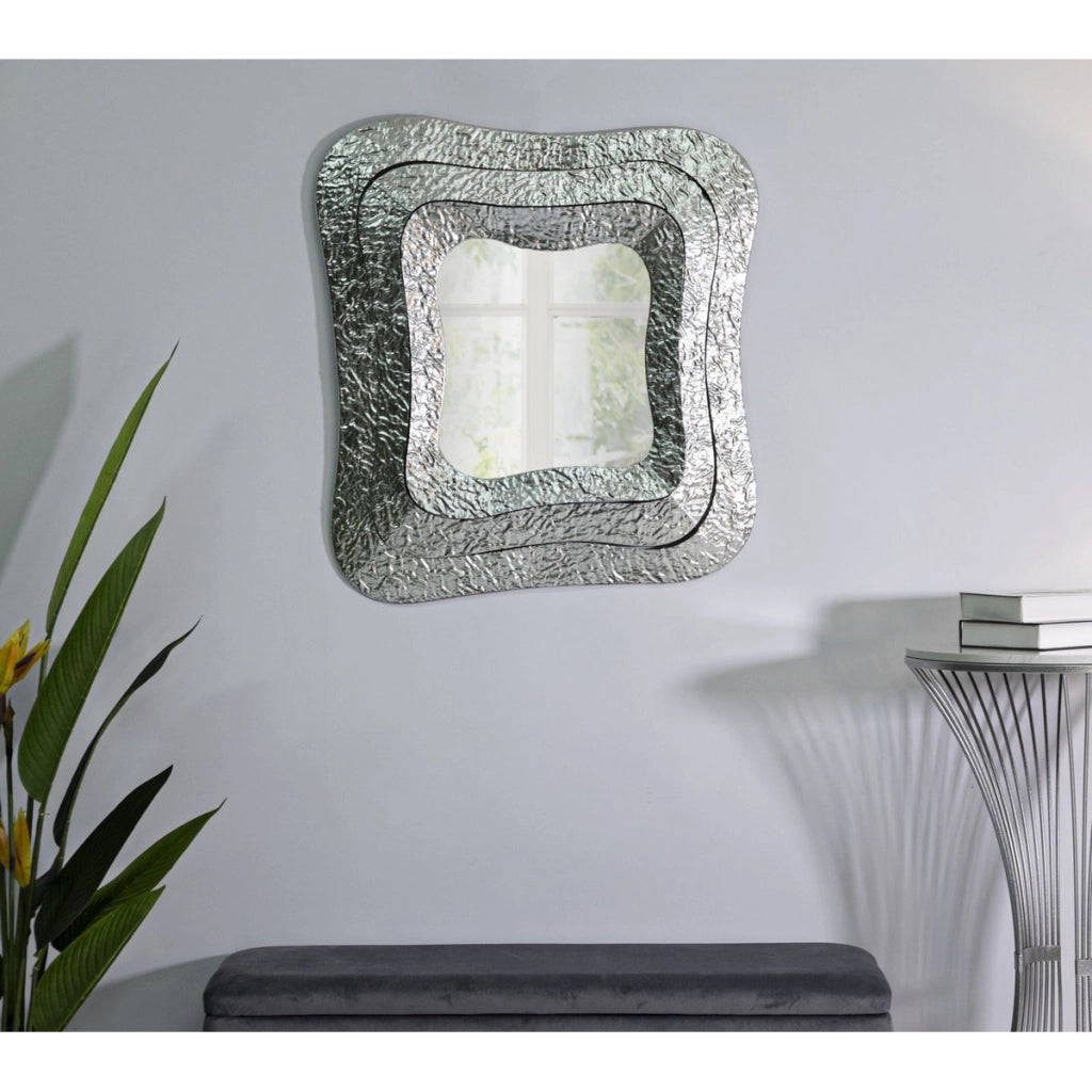 Specchio con Cornice VKH507, Argento, Metallo, 74x7x79 cm