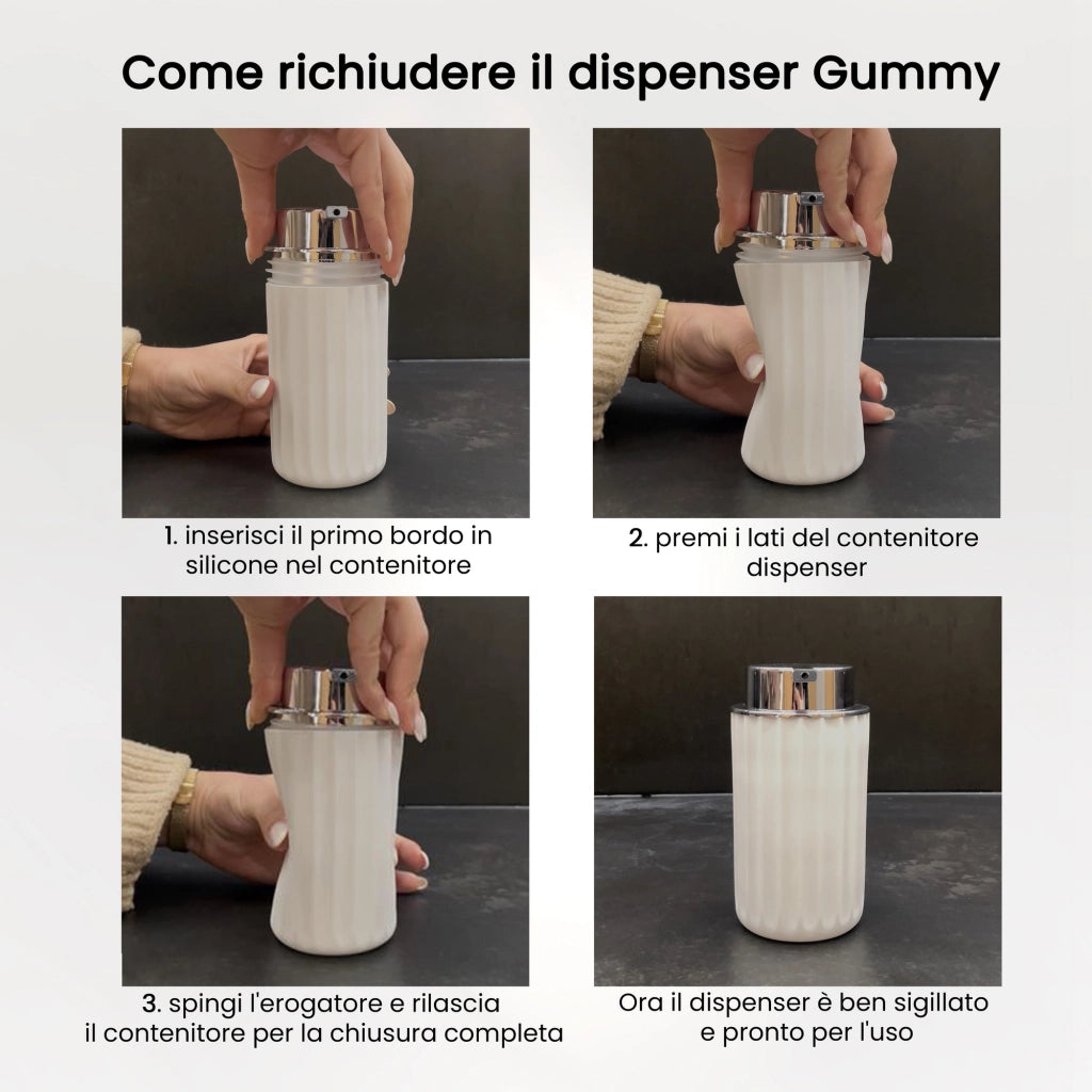 Dispenser sapone nero con dosatore cromato in gomma termoplastica - Gummy