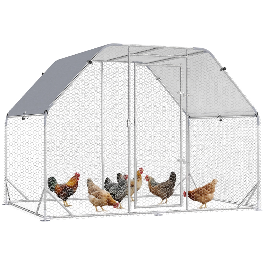 Recinto per Galline ¨C Xylo ¨C Acciaio con Telo di Copertura, 280x190x195 cm