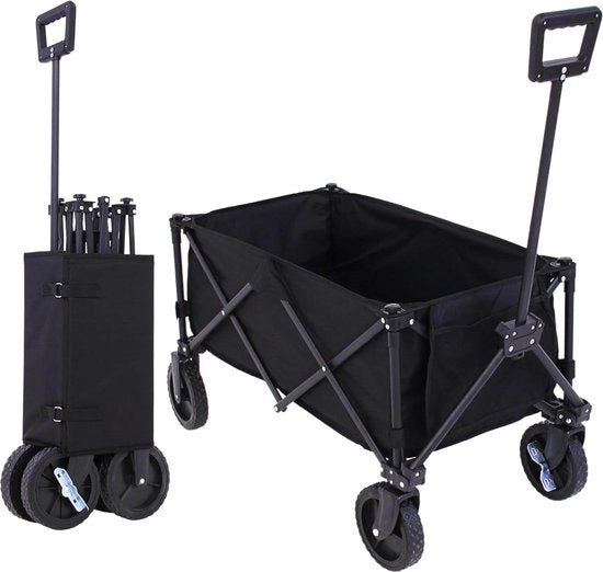 Bolster kar opvougbile - carrello compattibile e robusto per spiaggia con ruote 360° girevoli - capacità 130 litri/8 kg - resistente all'UV e all'acqua - per giardino, campeggio e avventura in spiaggia - colore nero