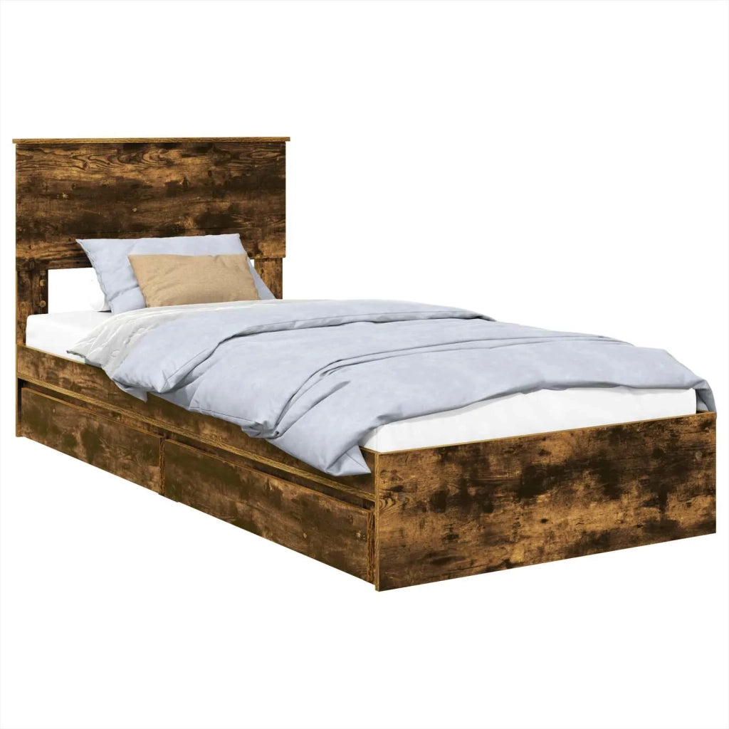 Letto con Contenitore Rovere fumé 75 x 190 cm Legno multistrato