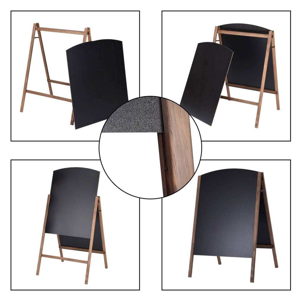 Lavagna cavalletto da esterno in legno pieghevole-Lavagna nera da terra 2 lati per ristorante 101x60cm