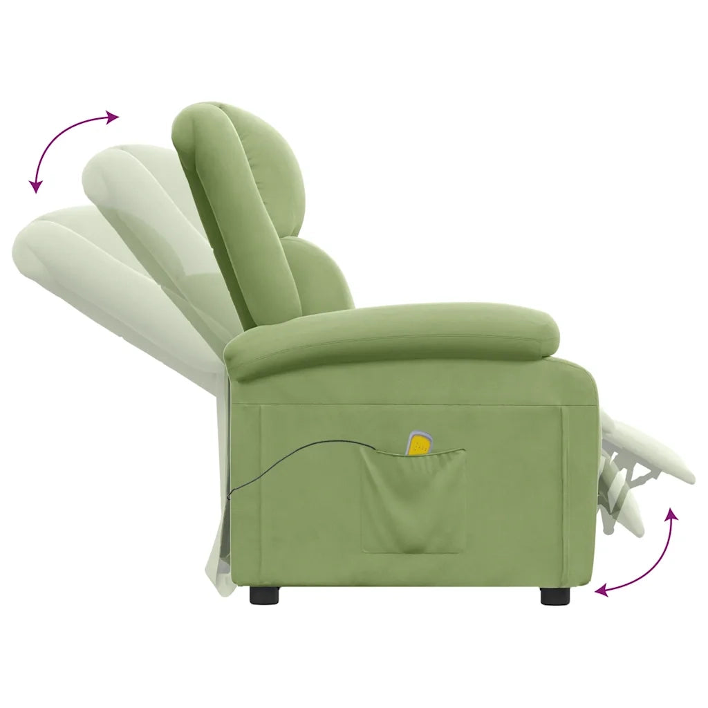 Poltrona Massaggiante Verde Chiaro in Velluto 342413