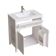 Mobile bagno con 1 anta 1 vano aperto e ribalta con chiusura ammortizzata lavabo in ceramica per bagno 81×46.5×86.5 cm