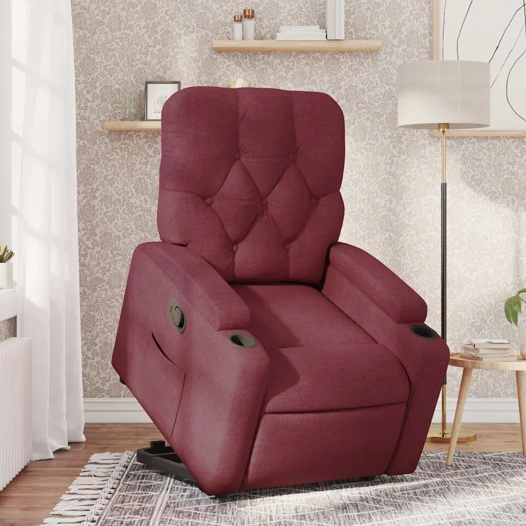 Poltrona | Sedia Relax Alzapersona Reclinabile Rosso Vino in Tessuto