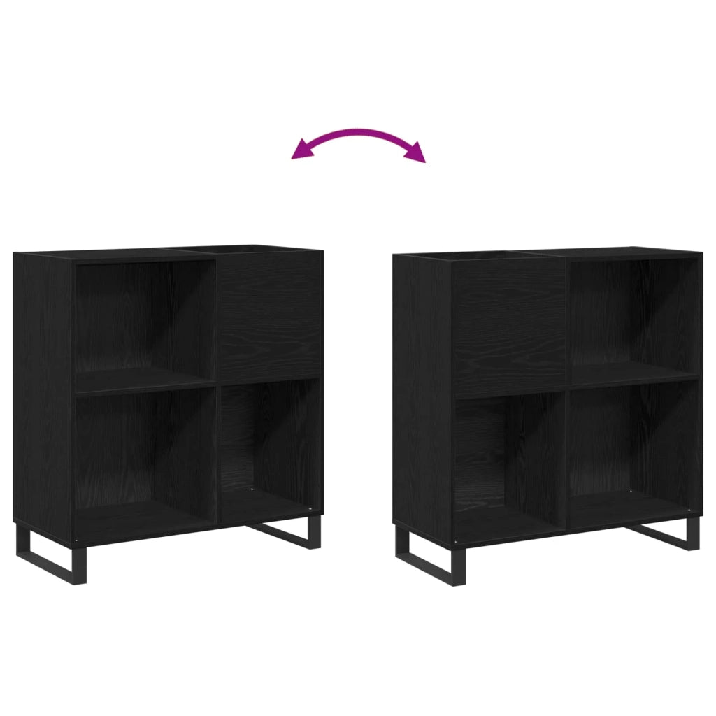 Mobile porta vinili con lo scaffale Rovere Nero 85 x 38 x 89 cm 862916