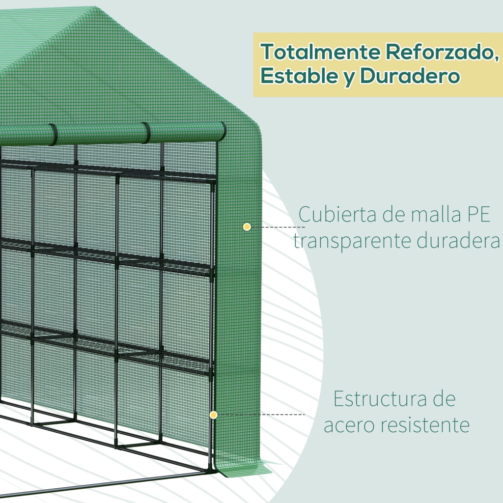 Serra da Giardino con Scaffali ¨C Zephmum ¨C Verde 244x180x210 cm