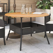 Tavolo Giardino Piano Legno Acacia Nero Ø110x71 cm Polyrattan 368625