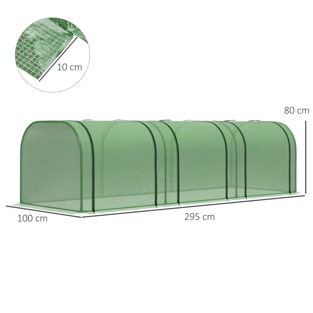 Serra Tunnel da Giardino ¨C Xylo ¨C Acciaio e Plastica PP Verde 295x100x80cm