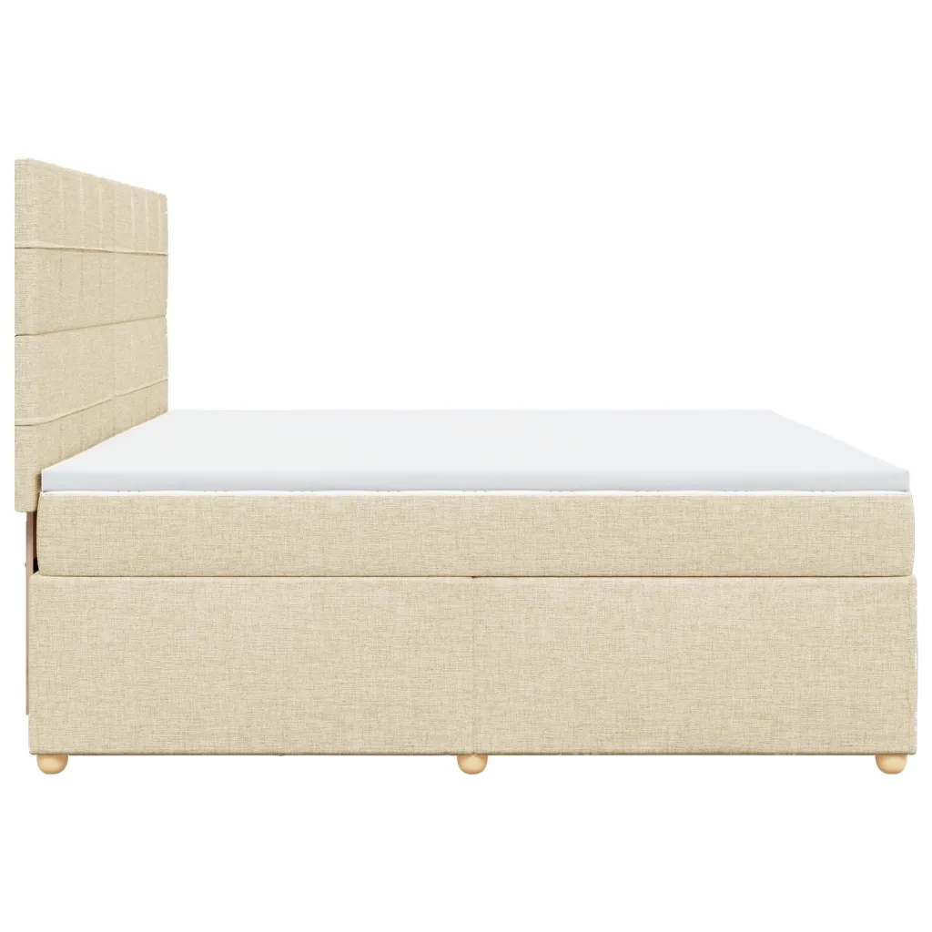 Giroletto a Molle con Materasso Crema 200x200 cm in Tessuto 3291392