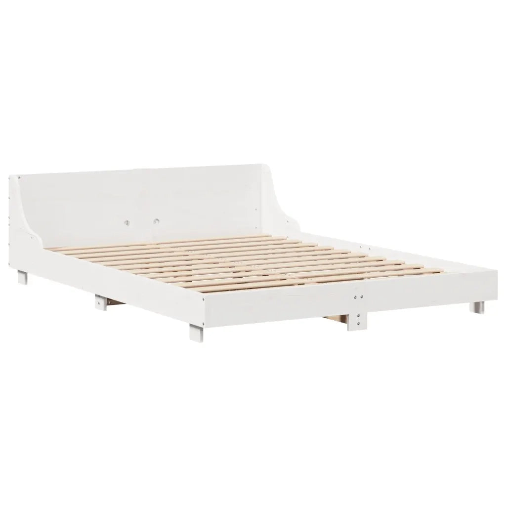 Letto senza Materasso Bianco 140x190 cm Legno Massello di Pino