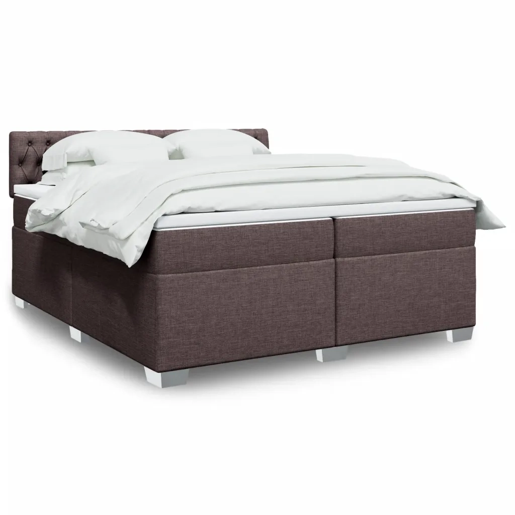 Giroletto a Molle con Materasso Marrone Scuro 200x200cm Tessuto 3288305