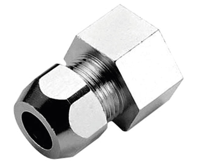 RACCORDO DIRITTO FEMMINA A TENUTA PTFE PER TUBO RAME CROMATO SERIE 6900 3/8 ø10    PETTINAROLI