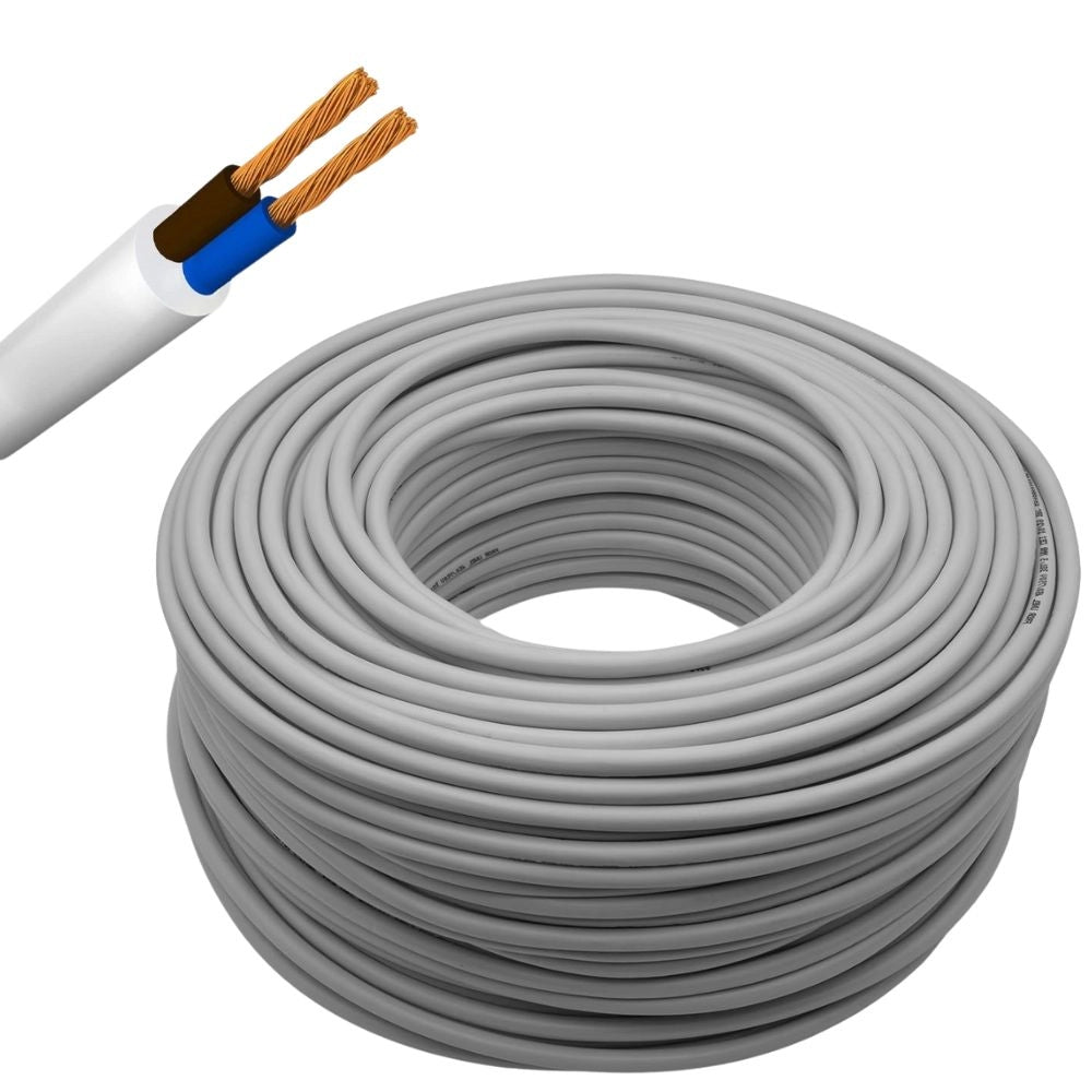 Cavo elettrico grigio fror gommato flessibile tutor bipolare antifiamma 2 fili *** lunghezza metri 50, sezione condut...