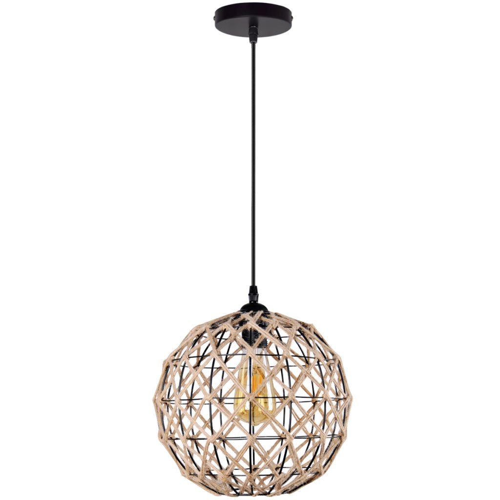 Lampada a sospensione boho UMEA Polux E27 nero corda
