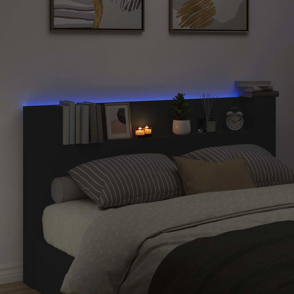 Testiera | Testata Nero 180 x 16,5 x 103,5 cm Legno multistrato