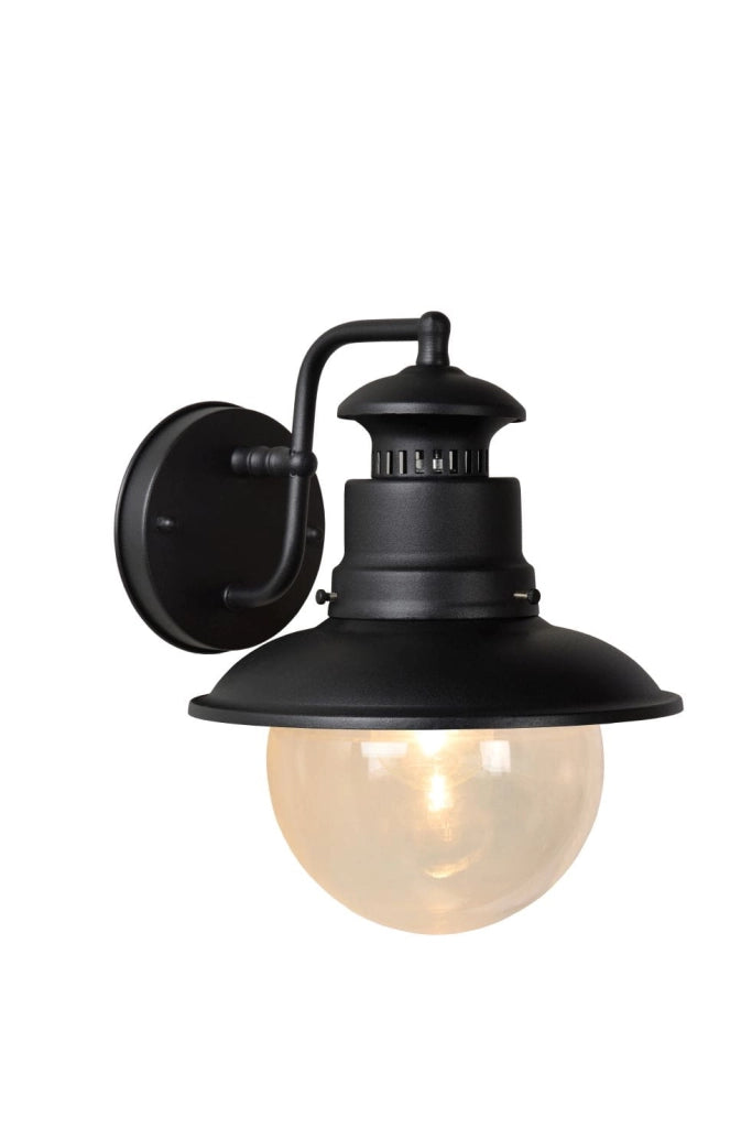 Applique esterna Lucide Figo E27 IP44 nera vetro trasparente