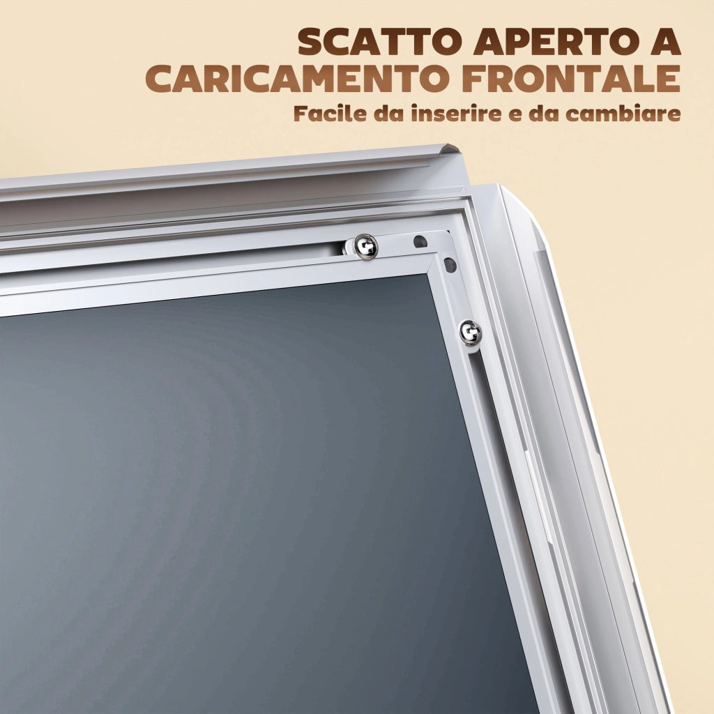 Espositore per Poster A3 Altezza e Inclinazione Regolabili Acciaio e Alluminio Argento