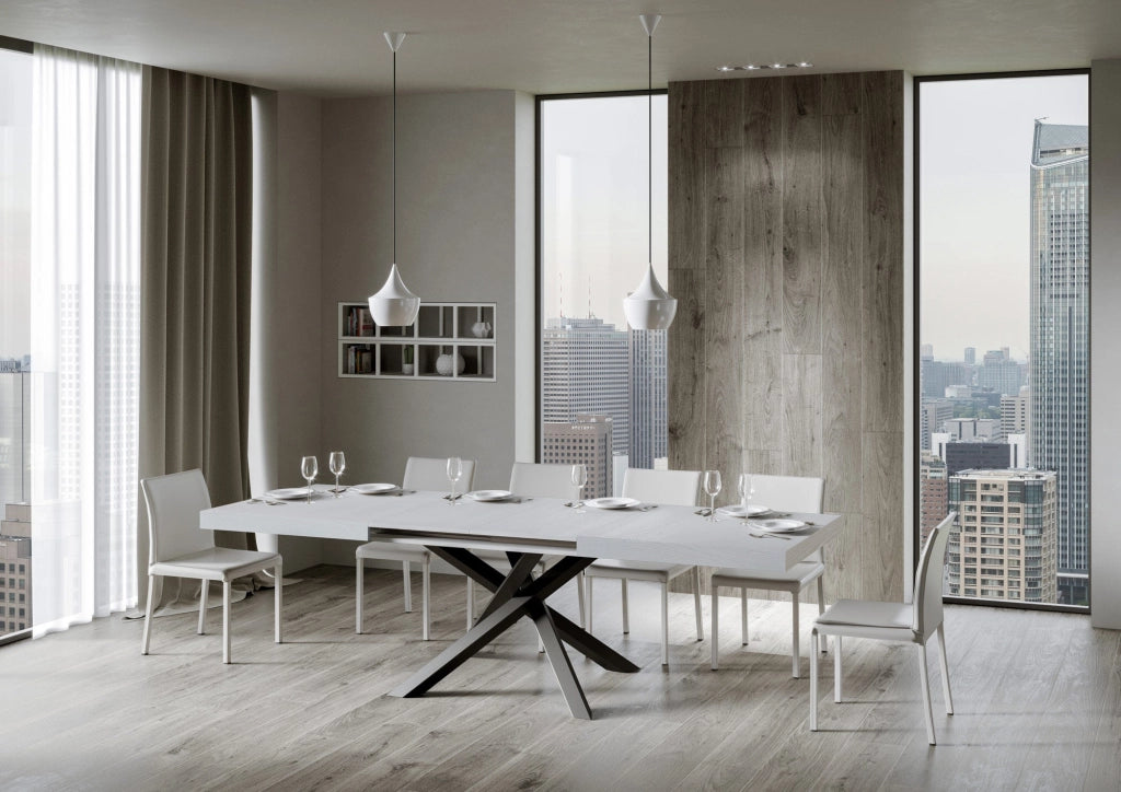 Tavolo Allungabile 200-460x90x77 cm Volantis Bianco Frassino Telaio Antracite
