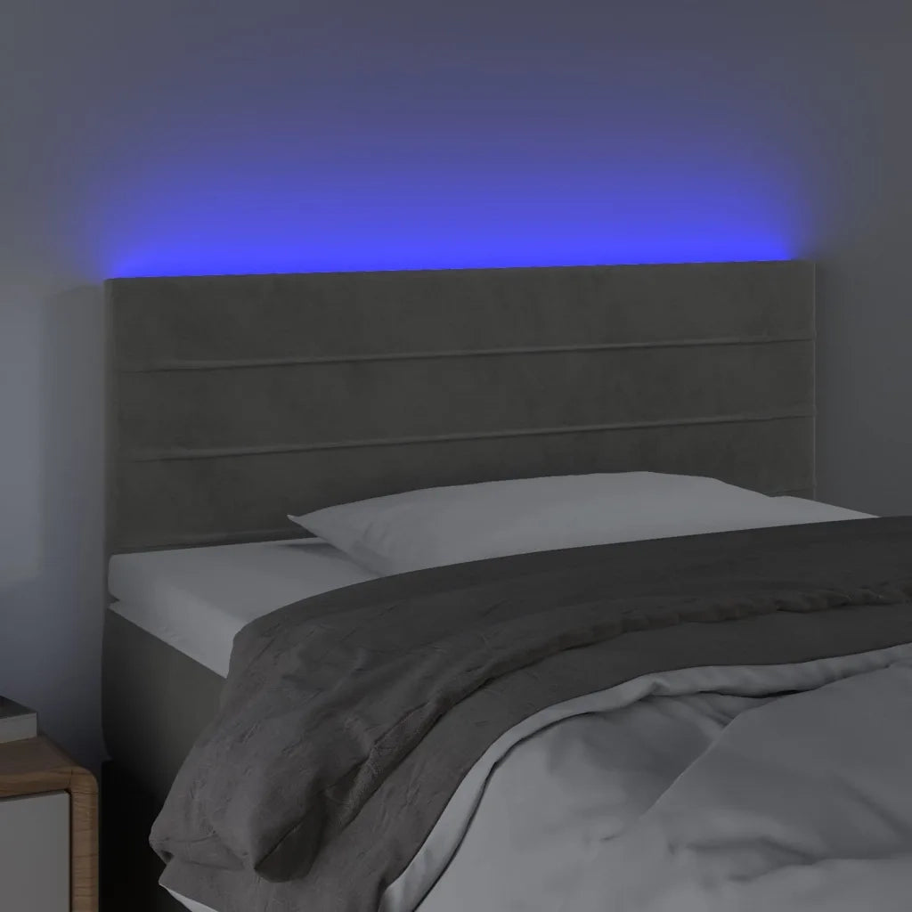 Testiera a LED-Testata con LED Grigio Chiaro 80x5x78/88 cm in Velluto 364789