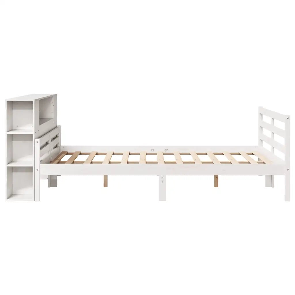 Letto Libreria senza Materasso Bianco 150x200 cm Legno di Pino 3322206
