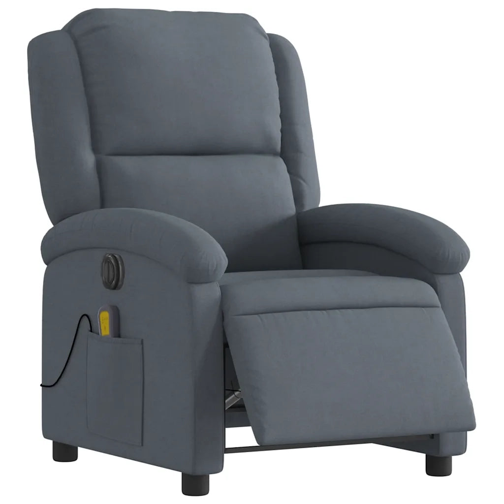 Poltrona Massaggiante Reclinante Elettrica Grigio Scuro Velluto 3204290