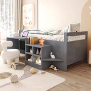 Letto Singolo con Scrivania e Cassetti ¨C Xylo ¨C Legno Grigio 90x200