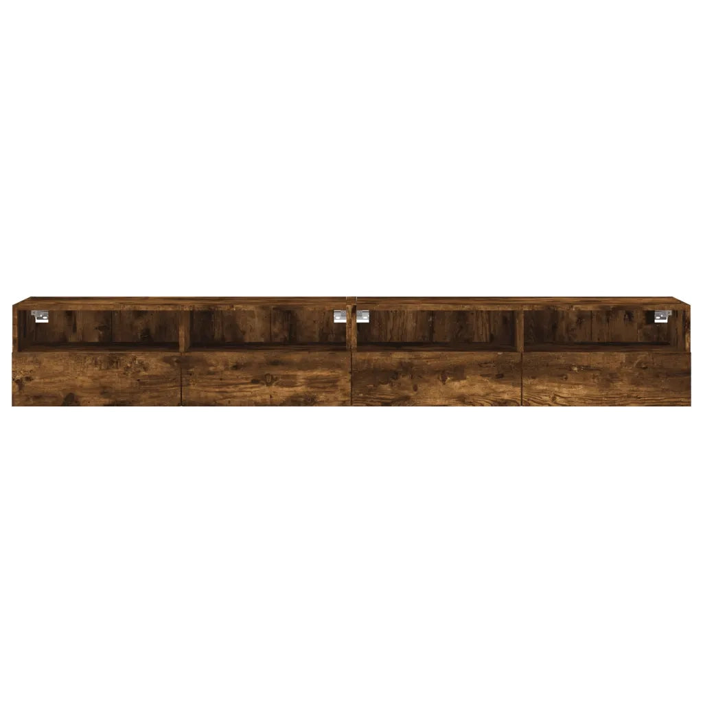Mobili TV Parete 2 pz-Credenza per TV Rovere Fumo 100x30x30 cm Legno Multistrato