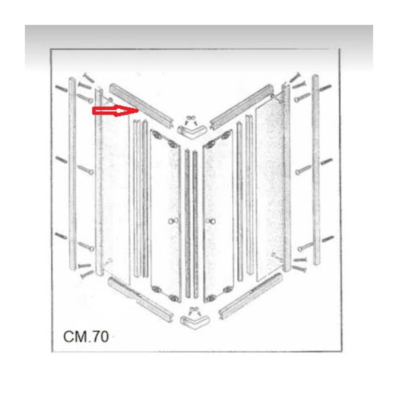 R PROFILO SUPERIORE LATO 70 X BOX DOCCIA CRISTALLO TRASP.MM.6 CM.70X90LUSSO- 1,0 pz