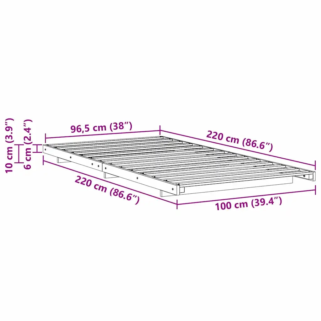 Letto singolo | Letto per adulti | Struttura del letto Bianco 100 x 220 cm Pino massello