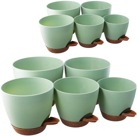 Set di vasi di plastica autoirriganti - 10 pezzi - diverse dimensioni 12,7-18 cm - per balcone/ufficio/orchidea