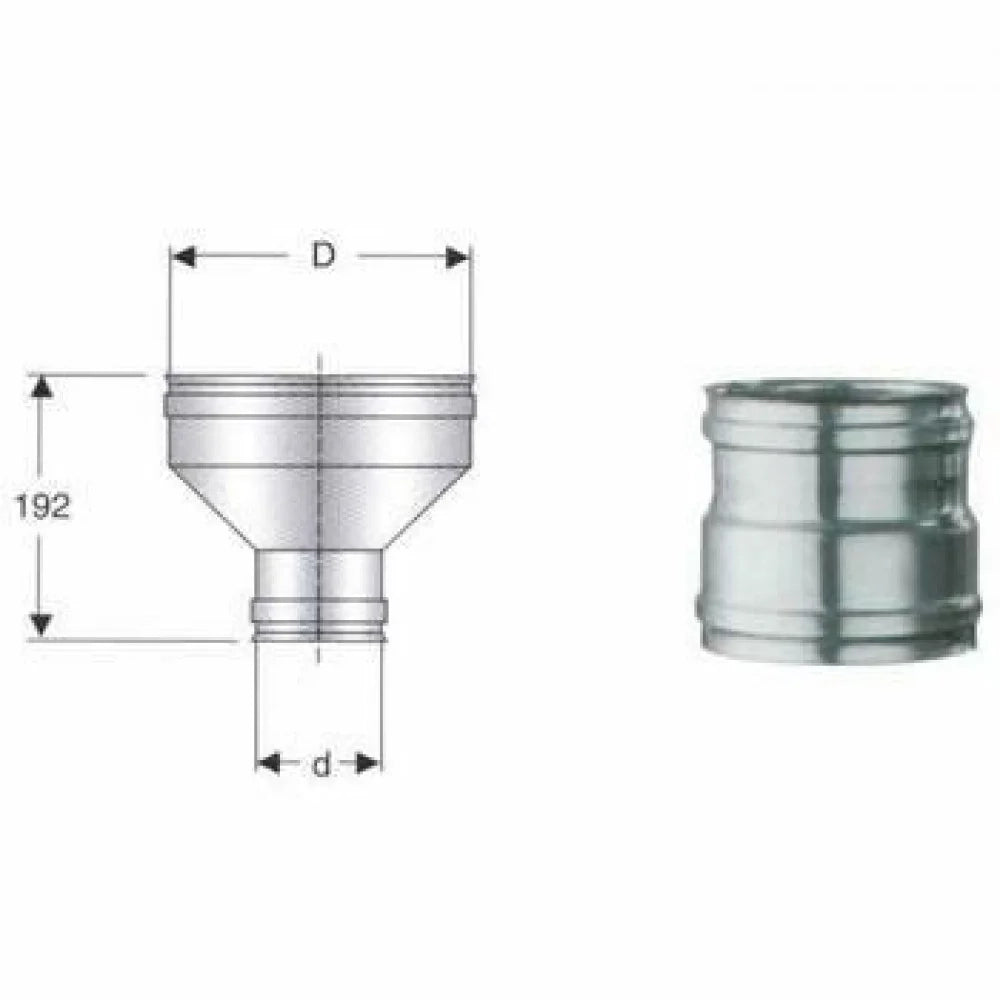 Inox mono parete aisi 316 raccor do caldaia d.100f-150f b08x9x7tf