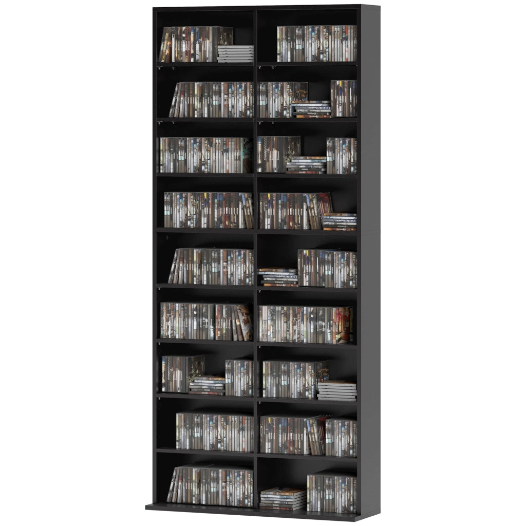 Libreria porta CD DVD Blu-ray ¨C Xylo ¨C 18 scomparti nero 78,5x24x175 cm