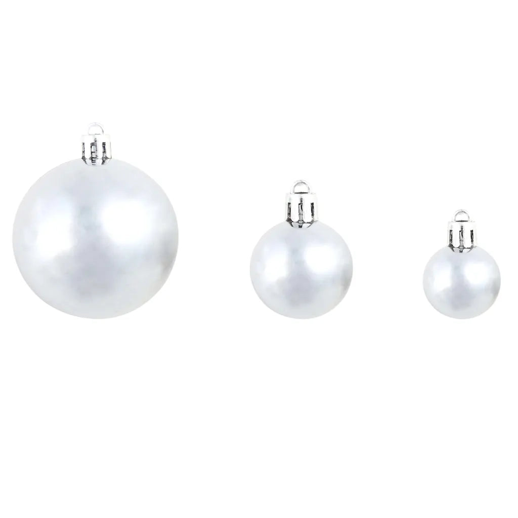 Set Palline di Natale 100 pz-Decorazioni natalizie 3/4/6 cm Bianco/Grigio
