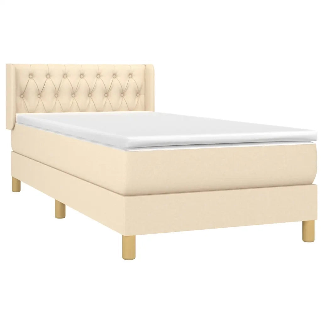 Giroletto a Molle con Materasso Crema 90x190 cm in Tessuto