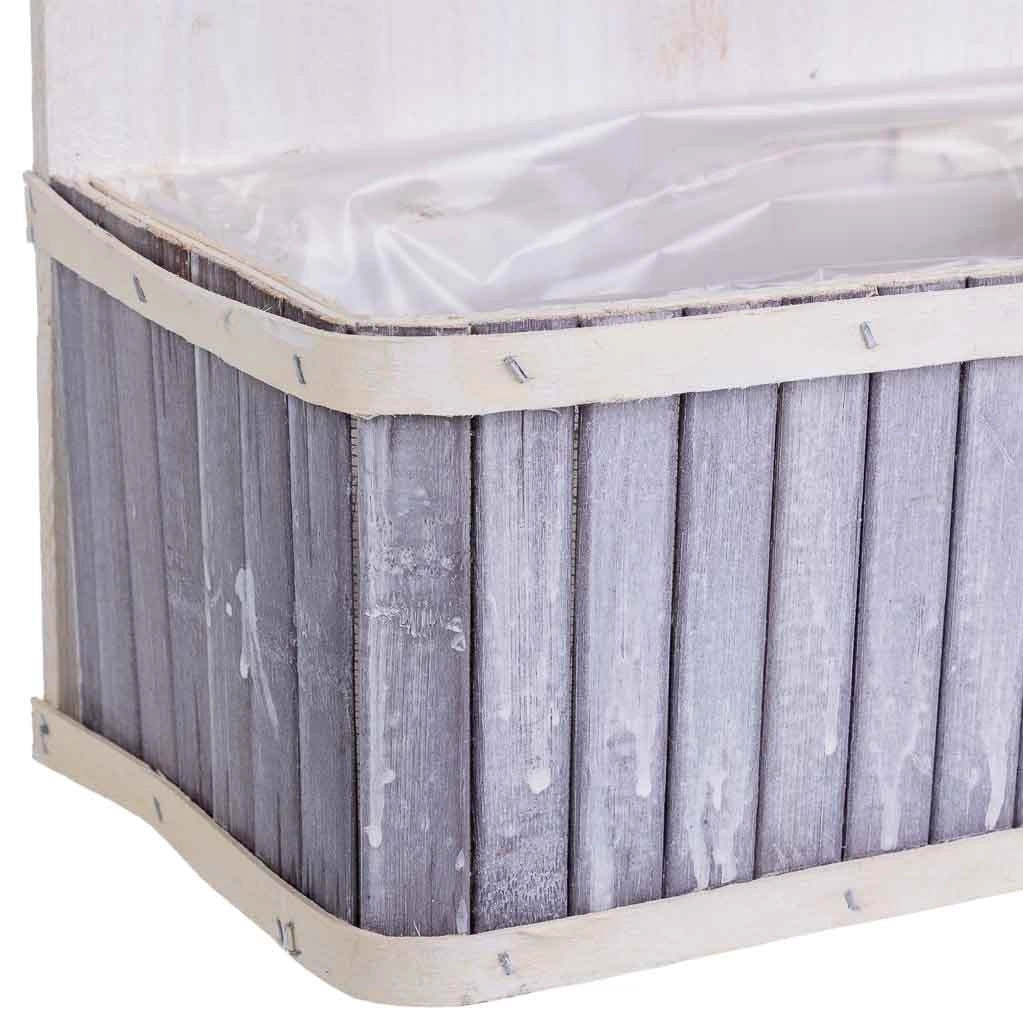 Supporto per fioriera quadrato in bambù grigio 27x13x33/11H cm