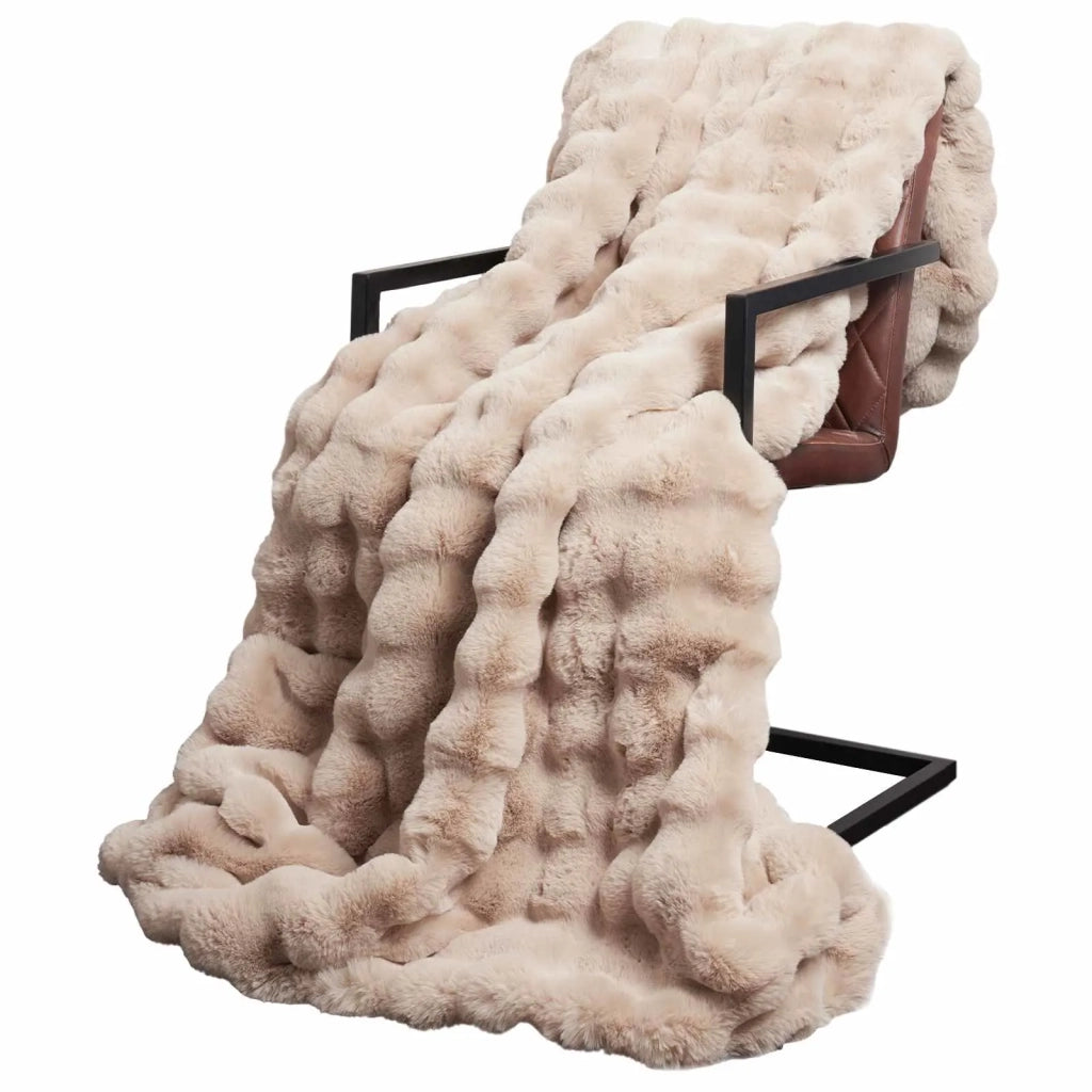 Coperta antiscivolo in sintetica di coniglio Olite Beige