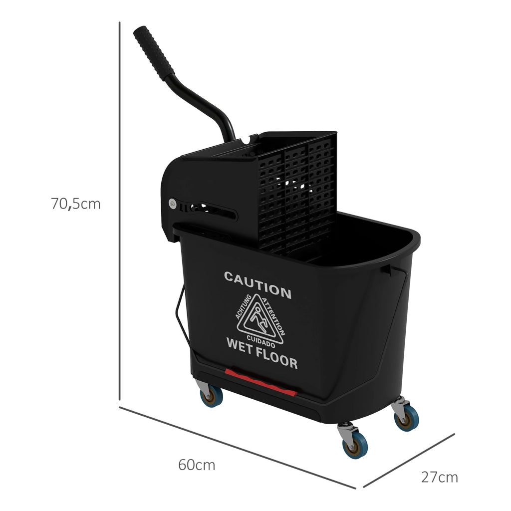 Secchio per mocio 20L con strizzatore e ruote ¨C Xylo ¨C plastica nero
