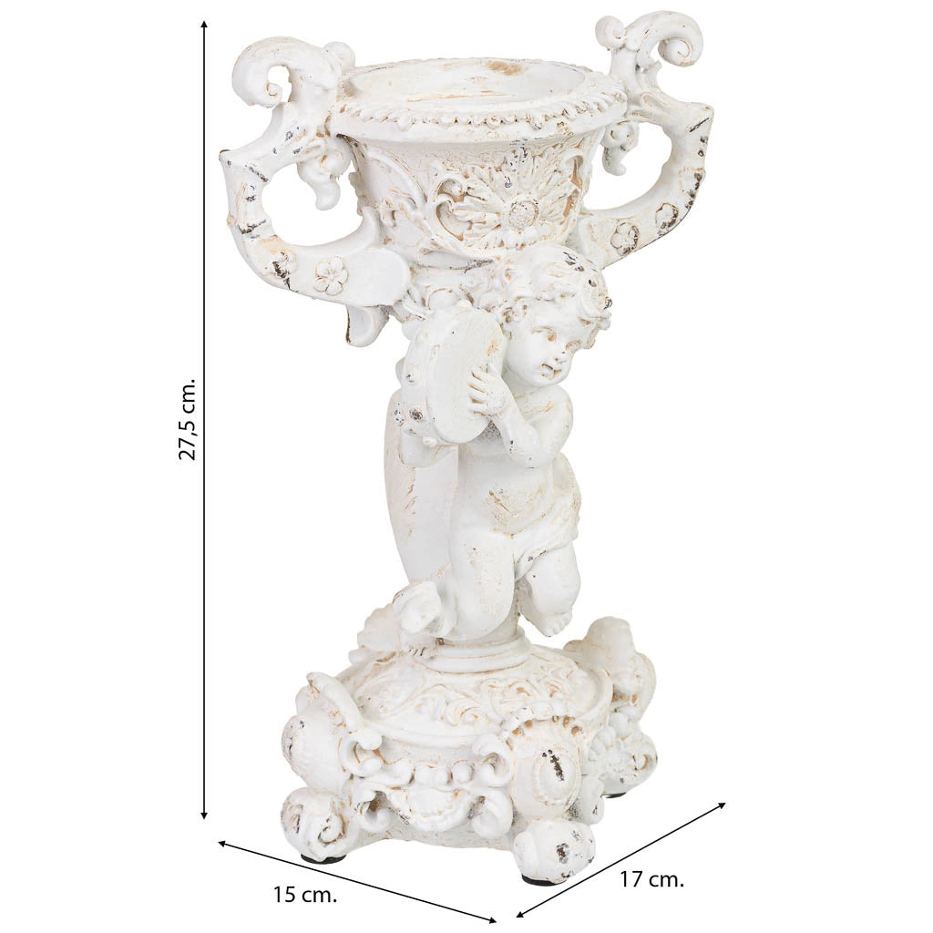 Candele a forma di angelo in resina bianca, 17x15x27,5 cm