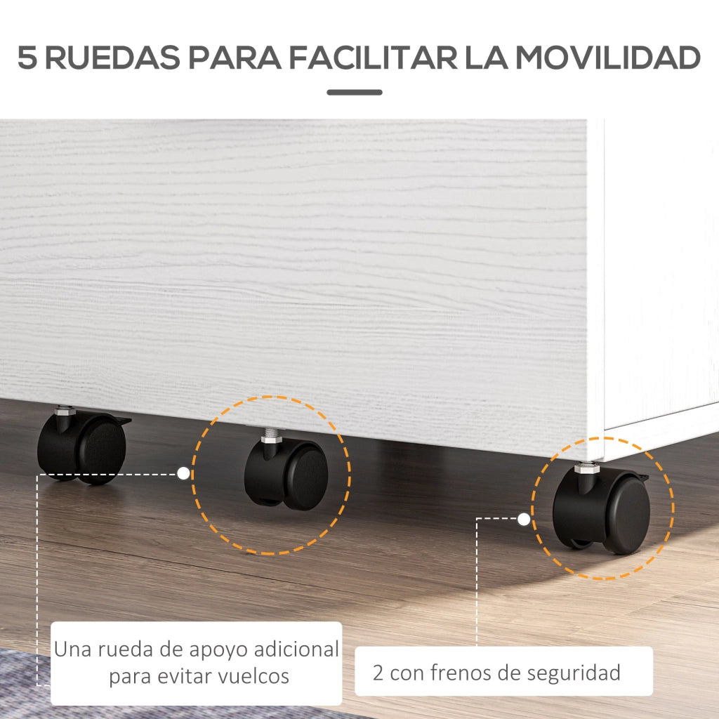 Scrivania con cassetti e ruote ¨C Minimal ¨C 39.5x39x58.5 cm bianco