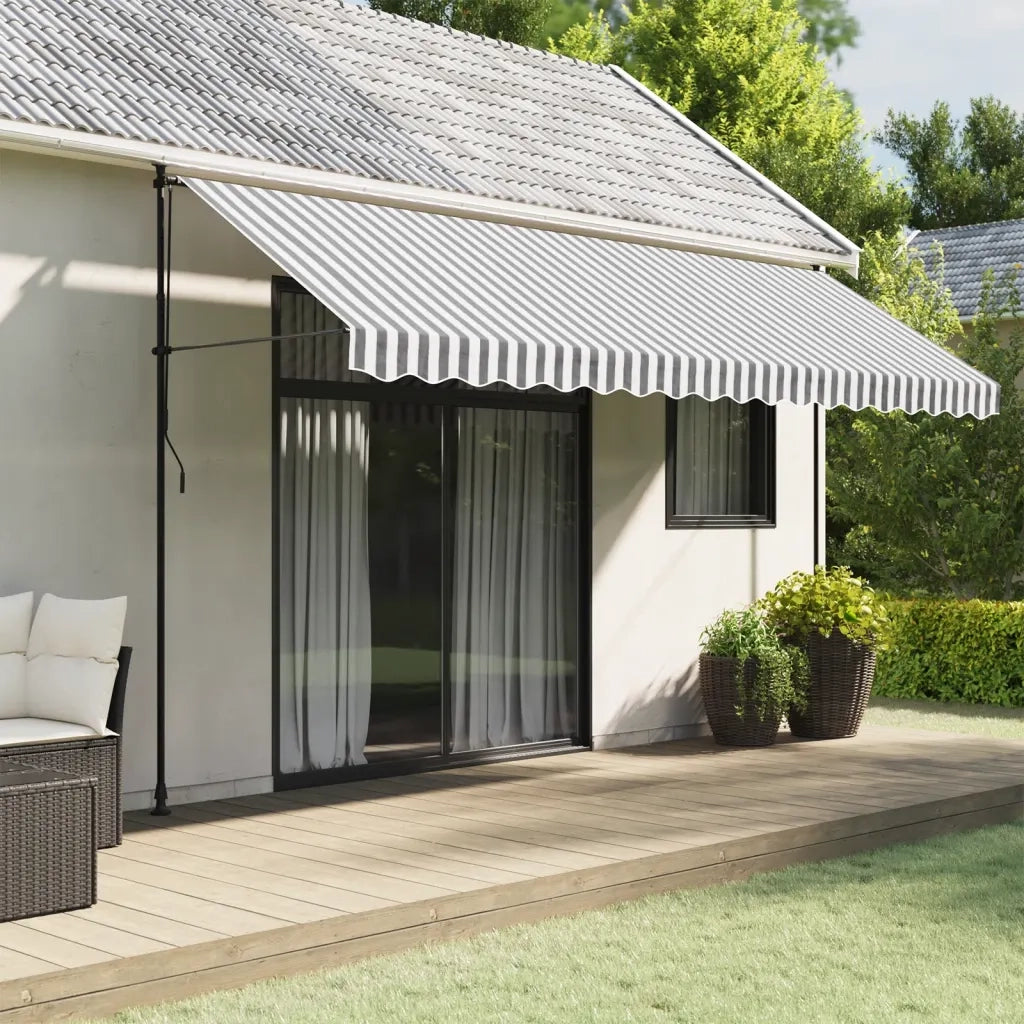Tessuto Ricambio Mantovana Tenda Strisce Antracite Bianche 4,5m 367789