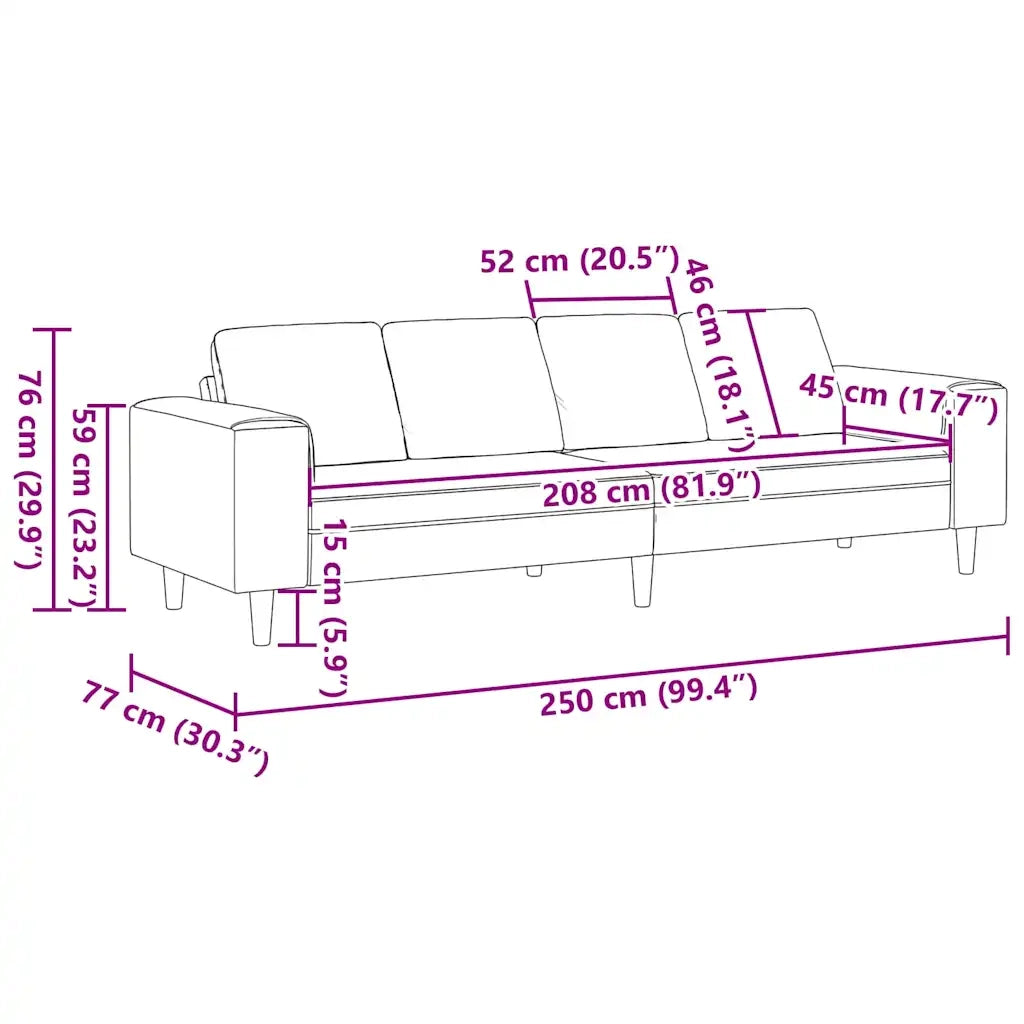 Divano per Soggiorno-Sofa da Soggiorno-Divanetto Grigio scuro 250 x 77 x 76 cm